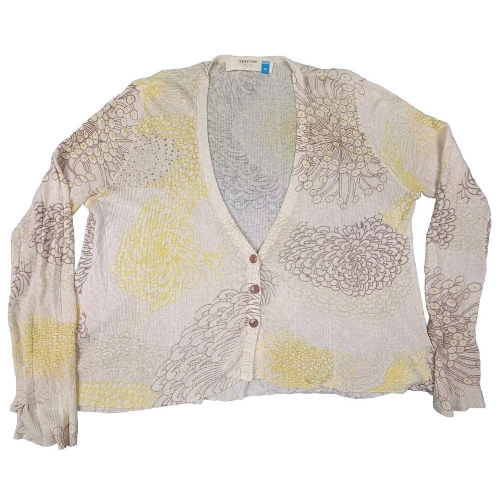 Anthropologie Sparrow Hortensia Floral Cardigan Size M linen